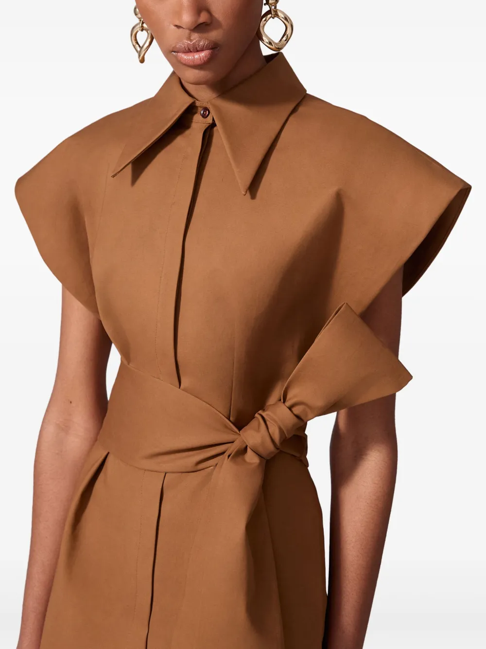 Carolina Herrera Midi-jurk met kapmouwen Bruin