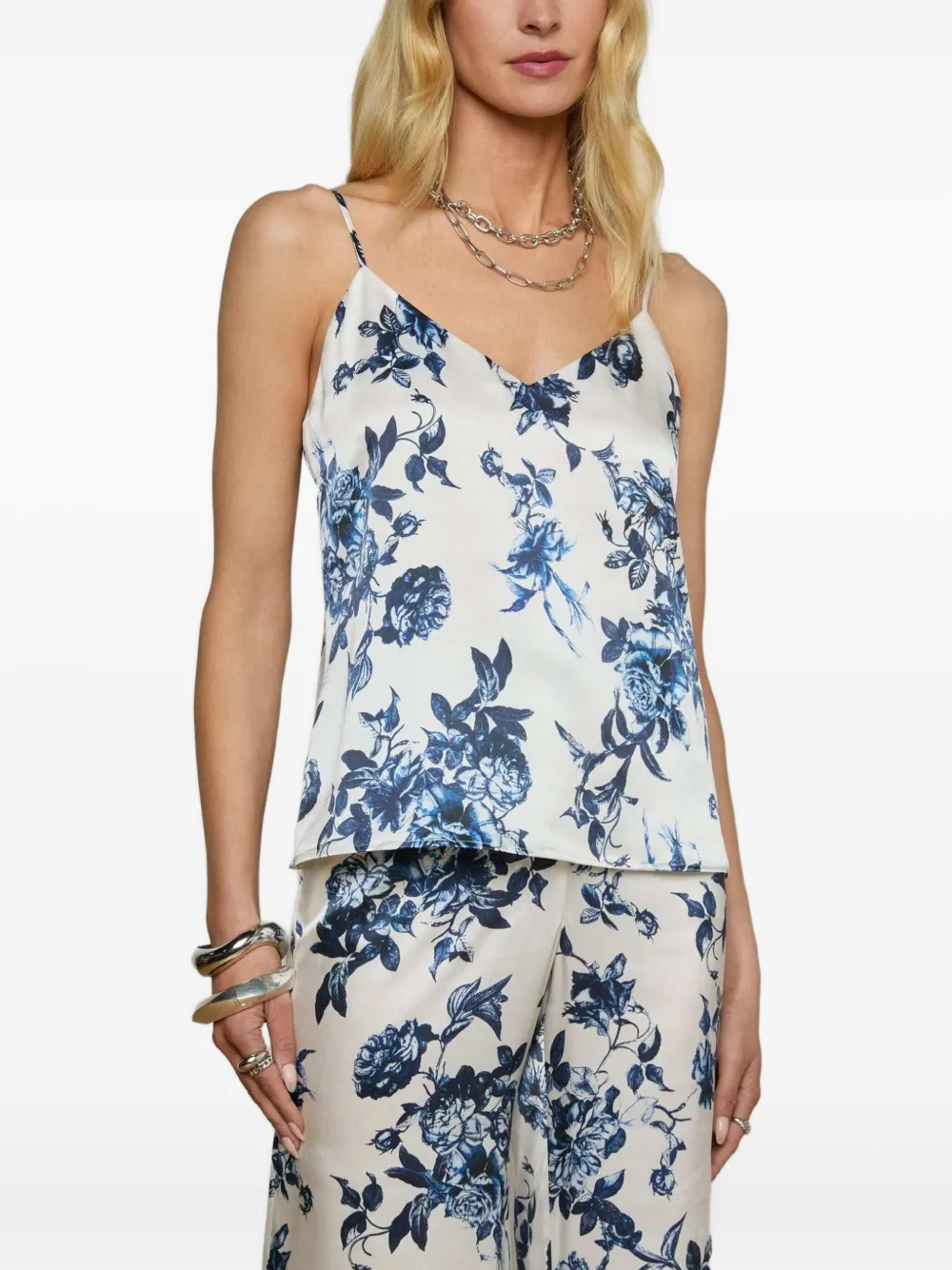 L Agence Floral Spaghetti-strap Top In White