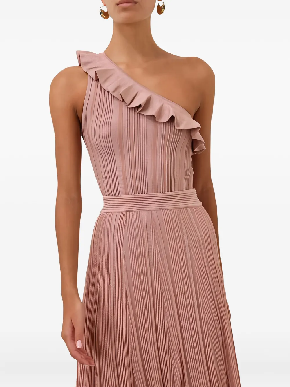 Zimmermann Lucky Metallic Frill Top In Pink