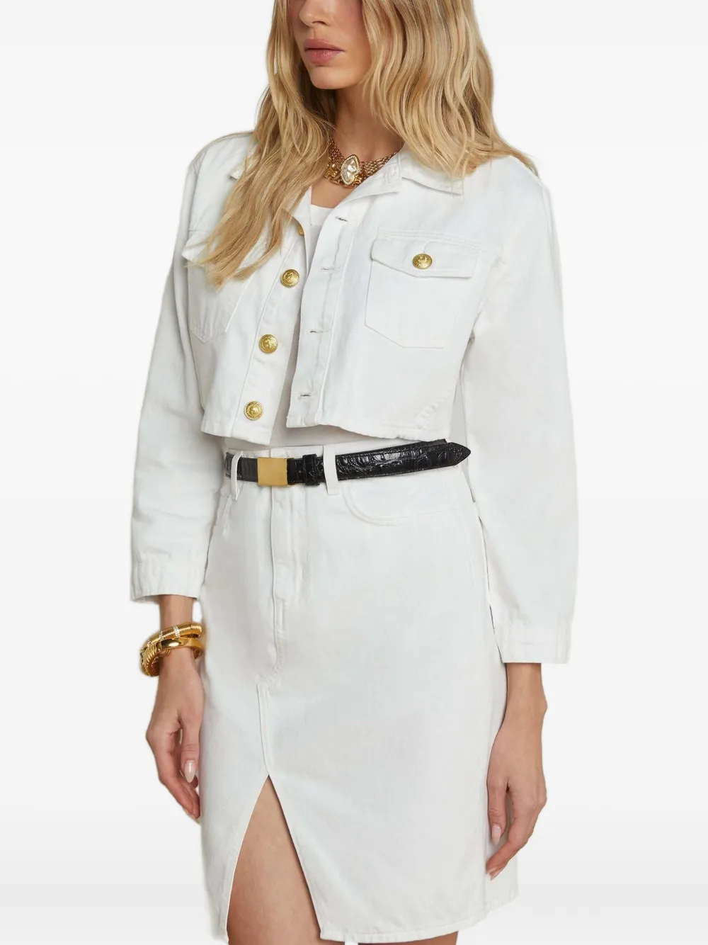 L'Agence Geneive cropped denim jack Wit