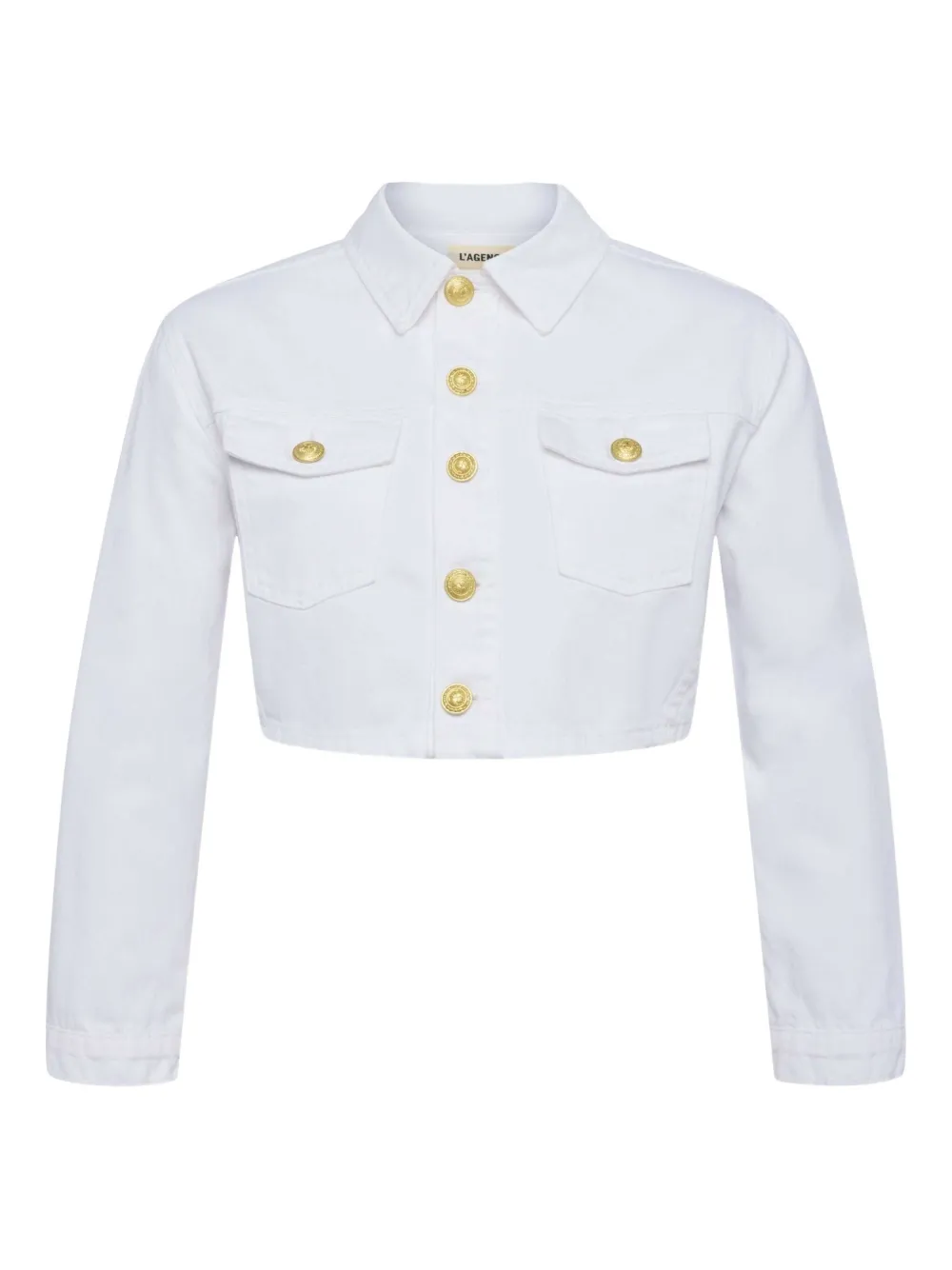 L'Agence Geneive cropped denim jacket | White | Image 1