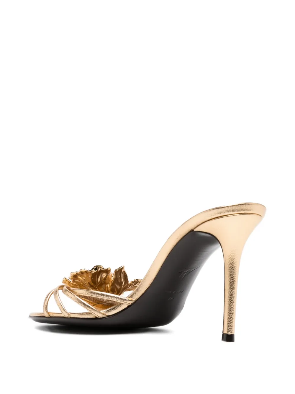 Giuseppe Zanotti 100 mm sandalen verfraaid met orchidee Goud