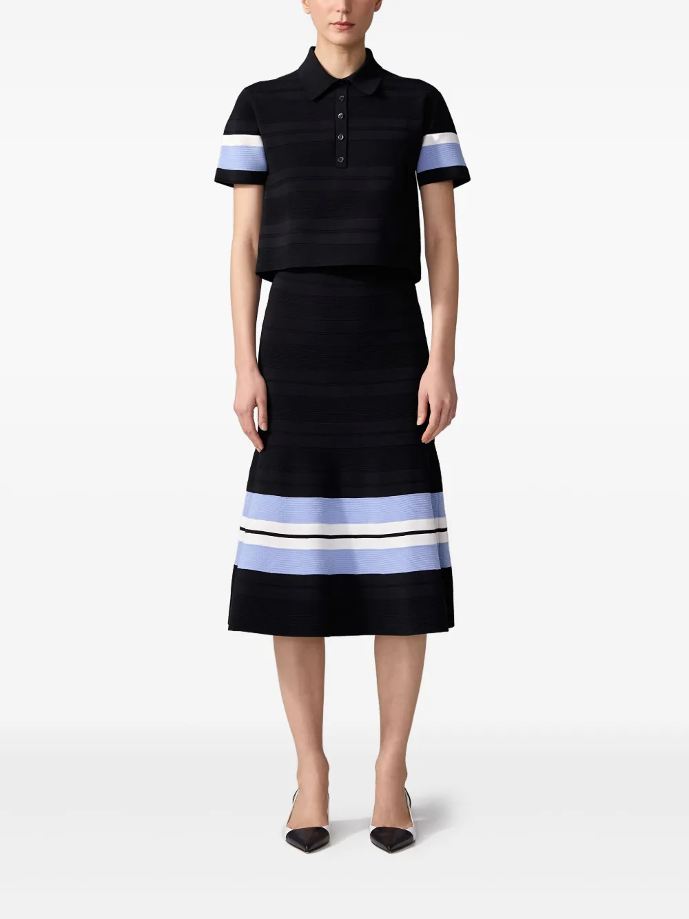 Carolina Herrera Stripe-detail Polo Top In Black