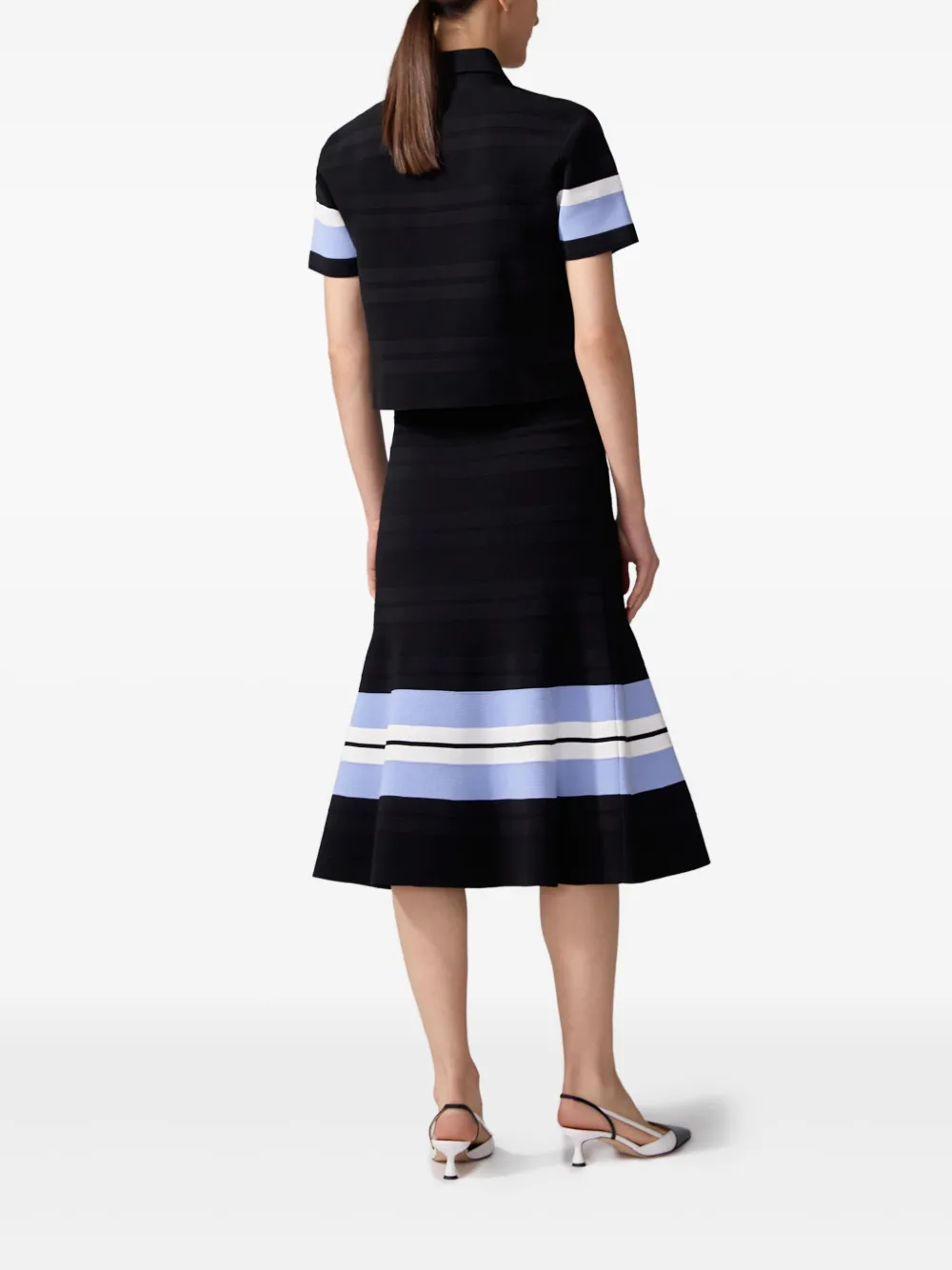 Carolina Herrera Stripe-detail Polo Top In Black
