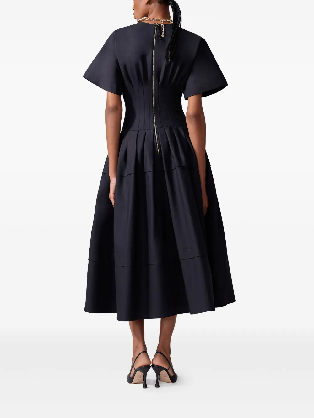 Carolina Herrera Midi-jurk met geplooide taille Zwart