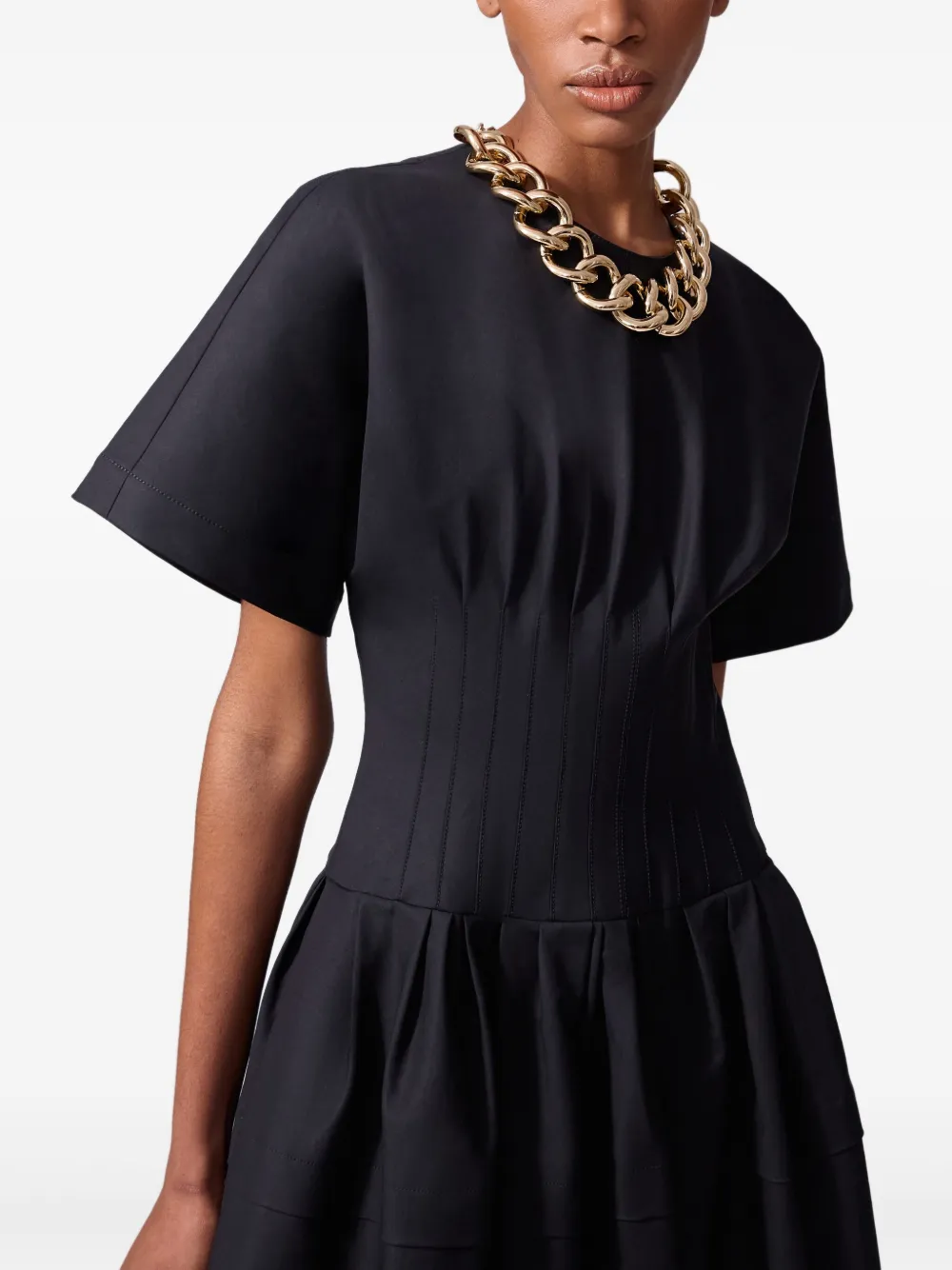 Carolina Herrera Midi-jurk met geplooide taille Zwart