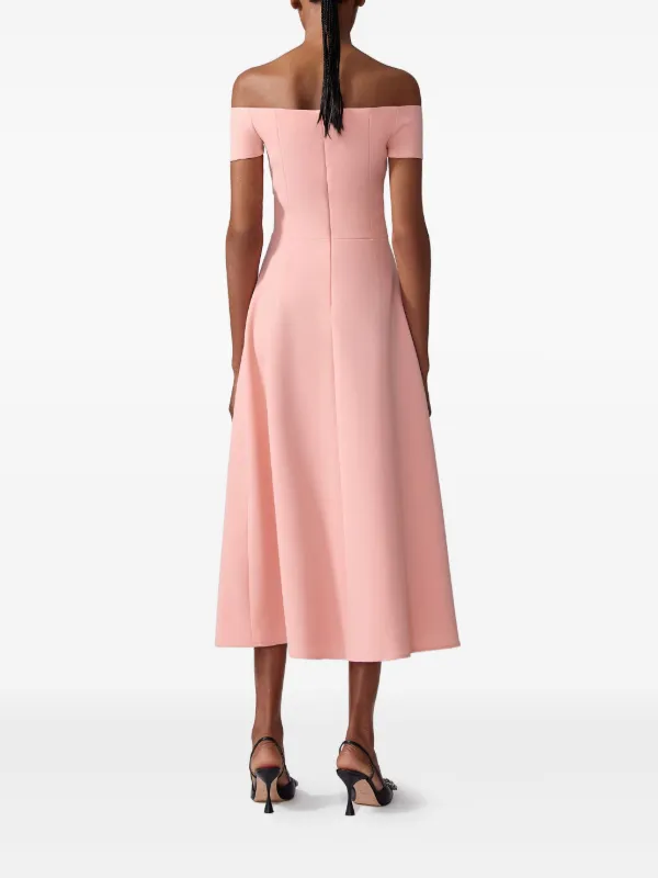 Carolina Herrera bow-appliqué Midi Dress Pink FARFETCH