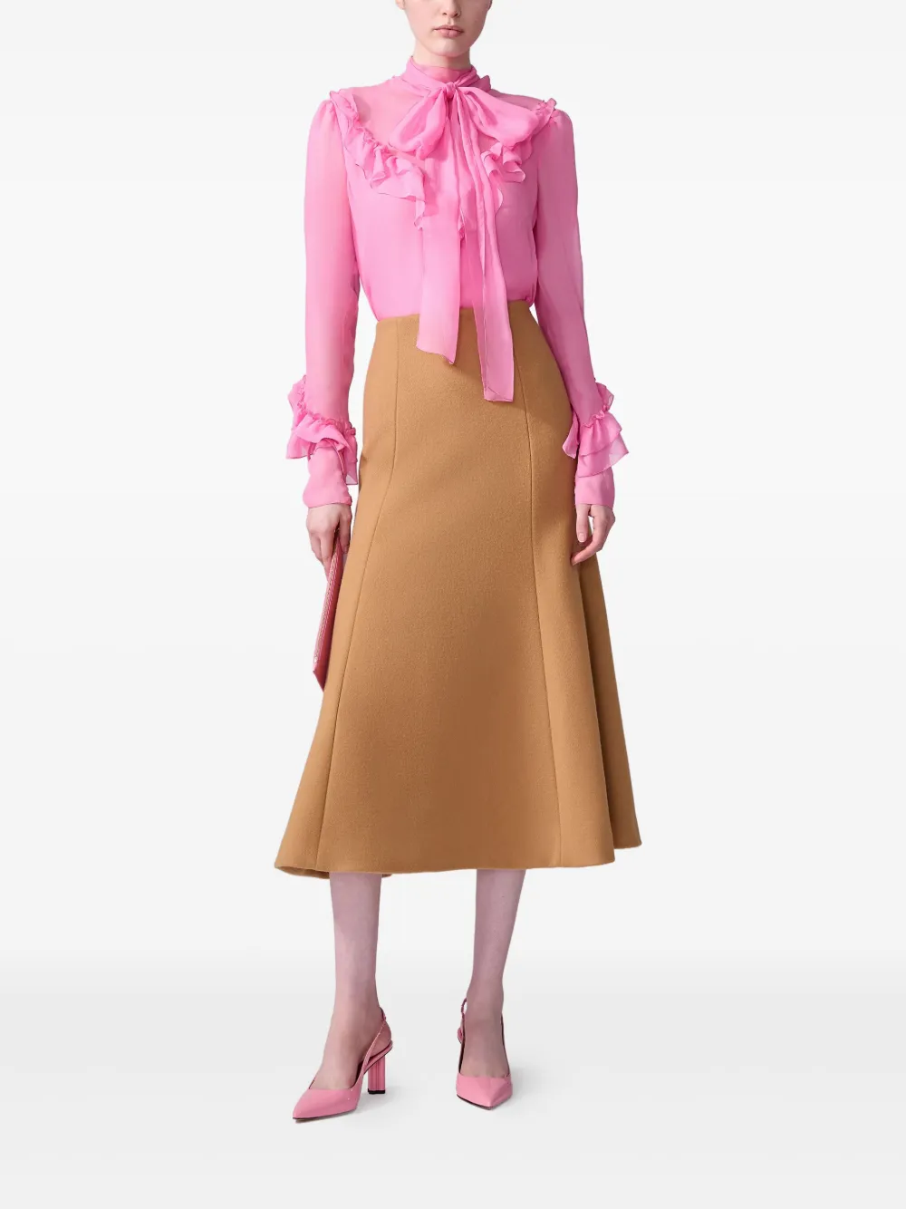 Carolina Herrera Wollen midi-rok Beige