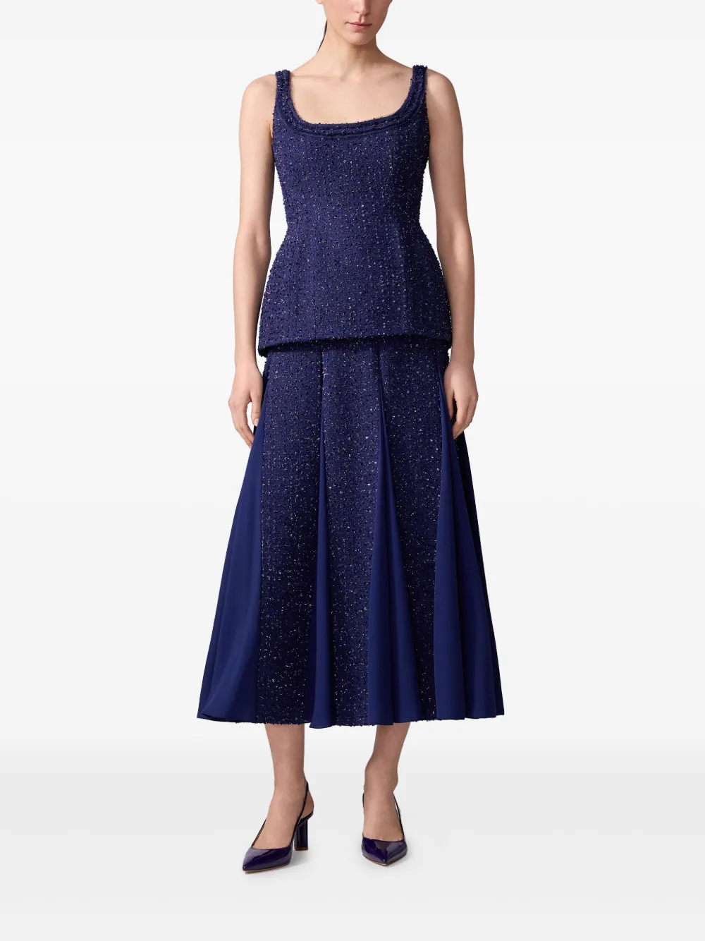 Carolina Herrera Tweed midi-rok Blauw