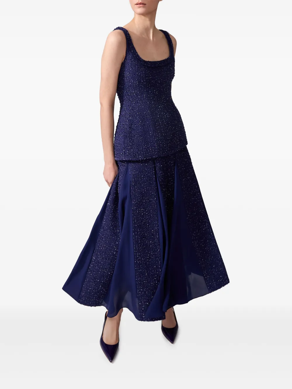 Carolina Herrera Tweed midi-rok Blauw