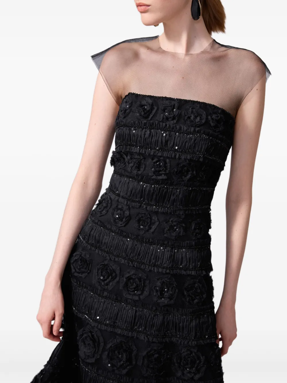 Carolina Herrera Midi-jurk met applicatie Zwart