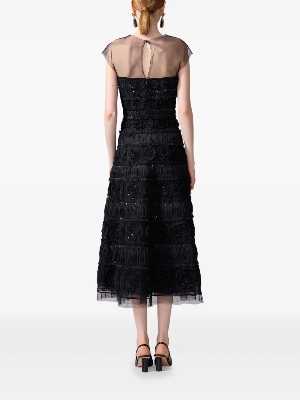 Carolina Herrera Midi-jurk met applicatie Zwart