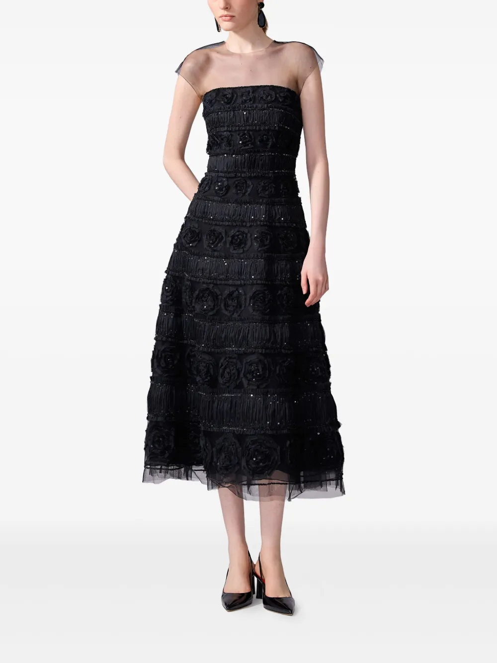 Carolina Herrera Midi-jurk met applicatie Zwart