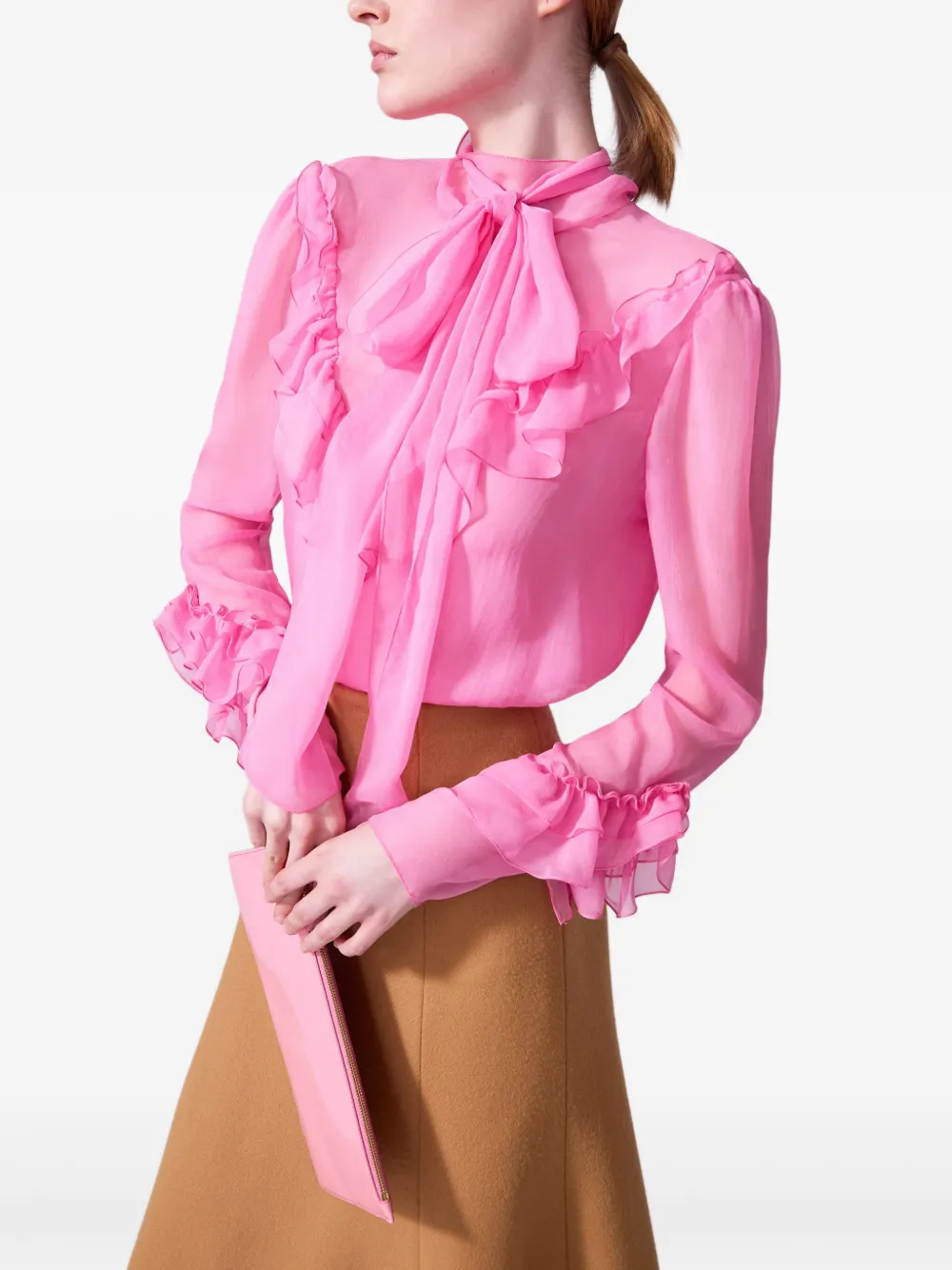 Carolina Herrera Chiffon shirt Roze