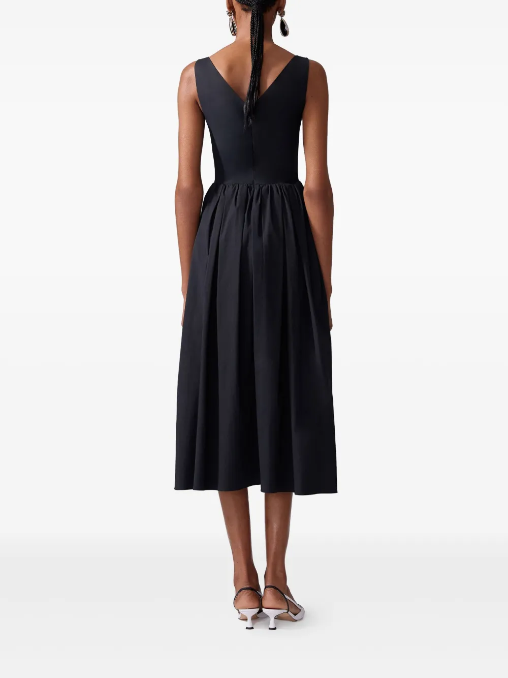 Carolina Herrera Gesmockte midi-jurk Zwart