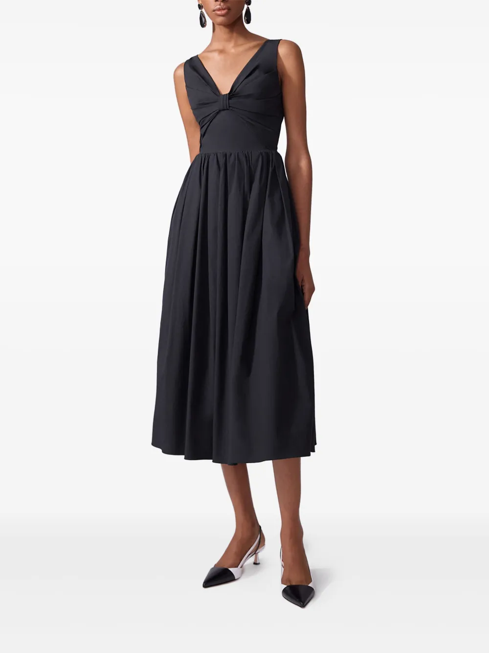 Carolina Herrera Gesmockte midi-jurk Zwart