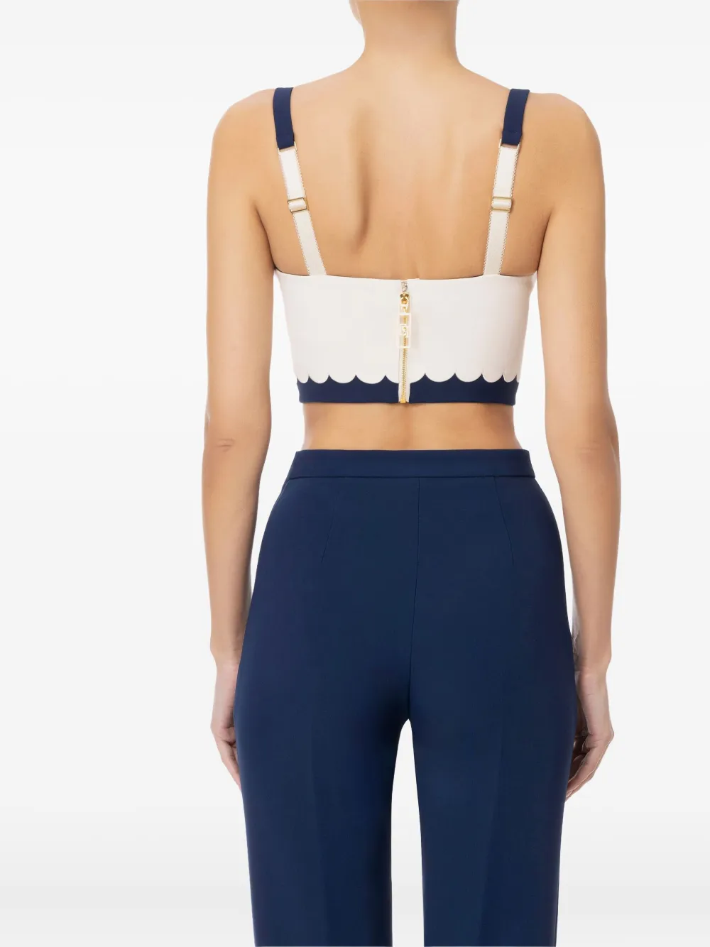 Elisabetta Franchi Scalloped-hem Top In Neutral