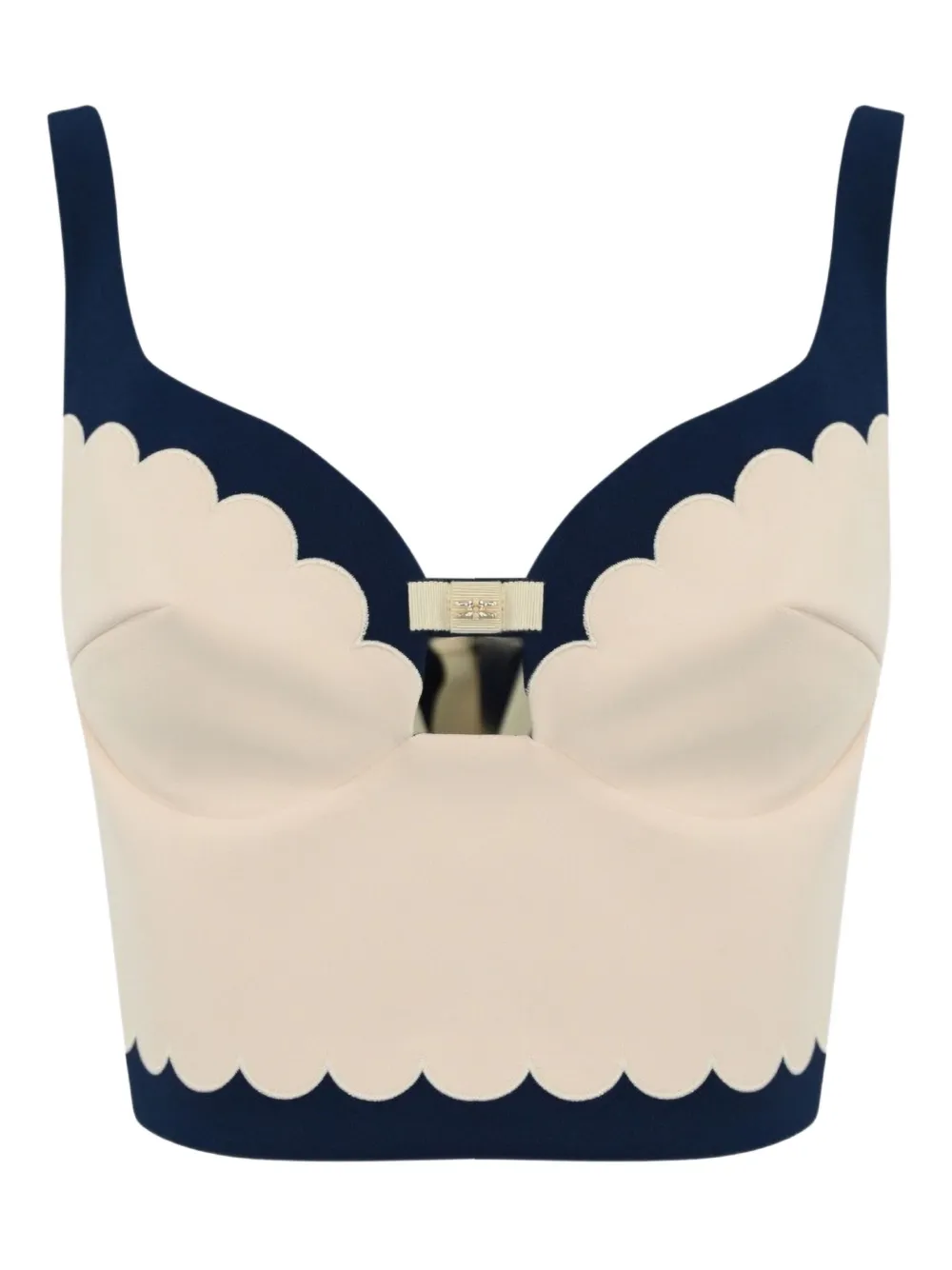 Elisabetta Franchi Scalloped-hem Top In Neutral