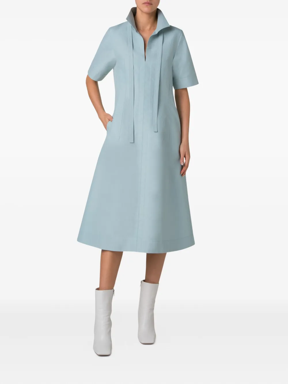 Akris poplin cotton midi dress - Blauw