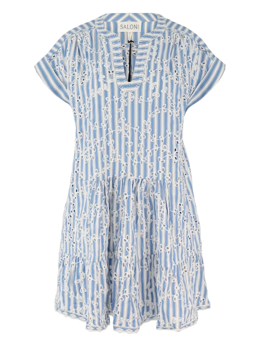 striped-pattern embroidered-dress