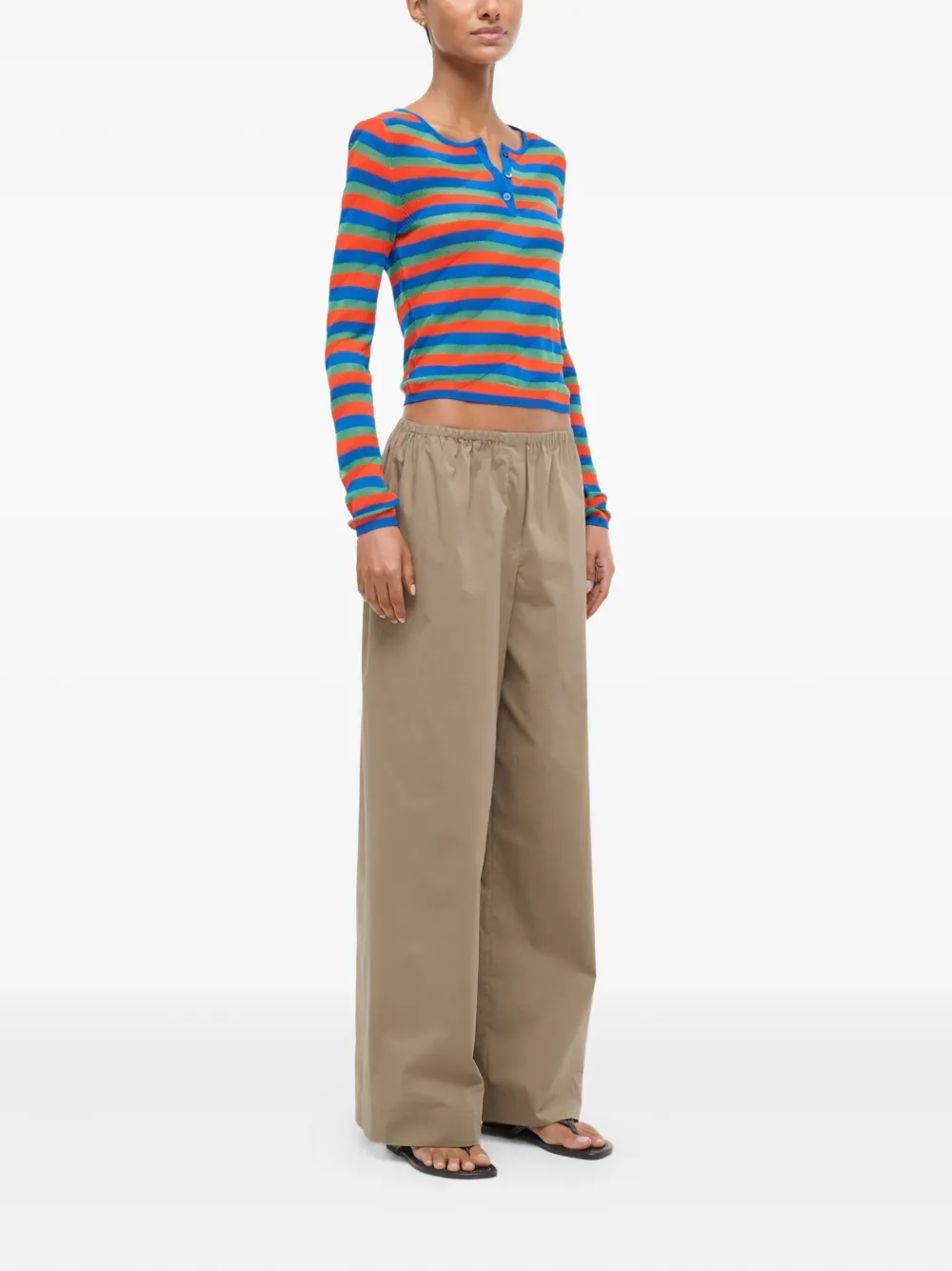Staud Bonfire Elasticated-waistband Trousers In Brown