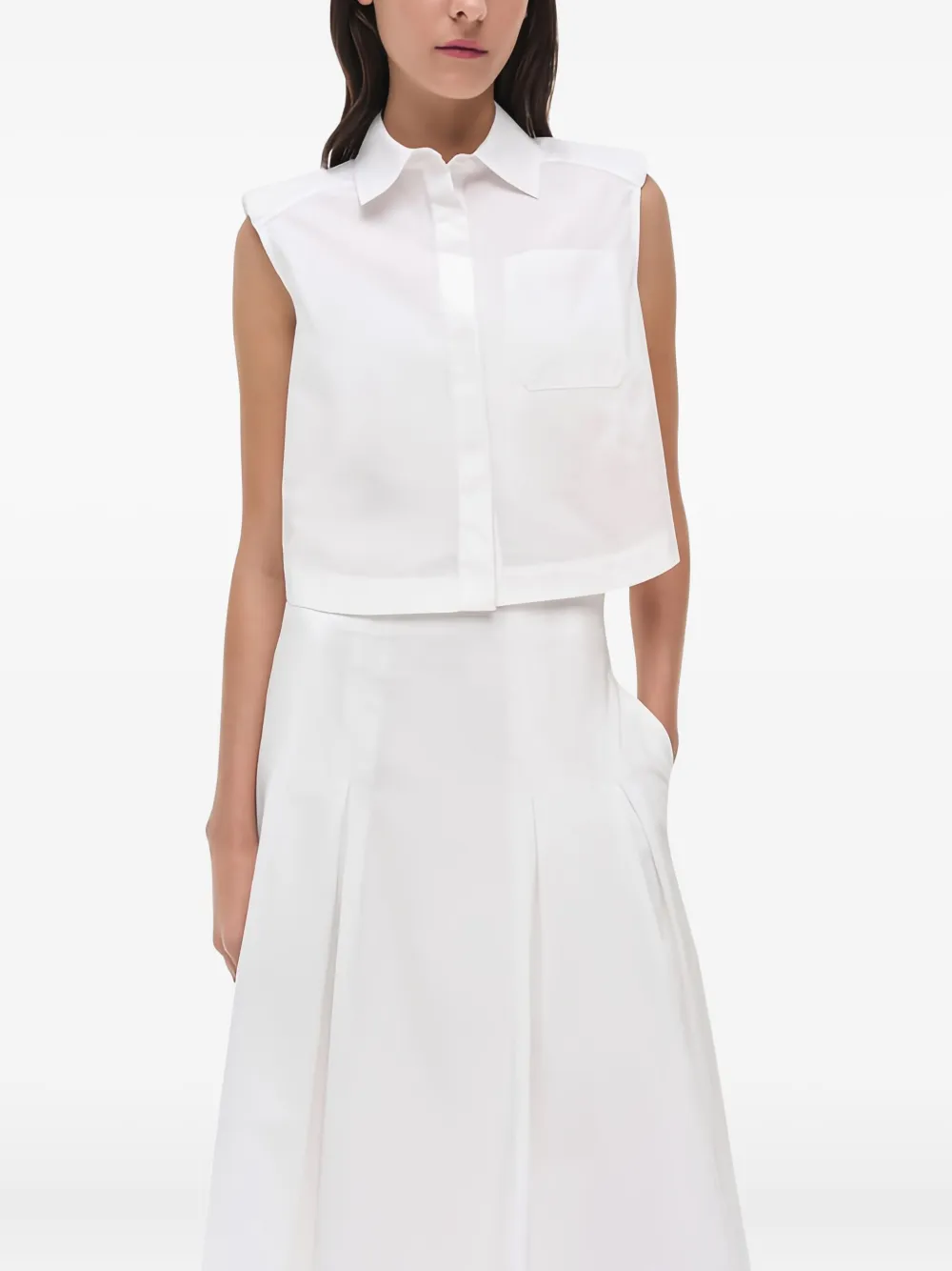 Simkhai Winslow Sleeveless Collared Shirt - White 