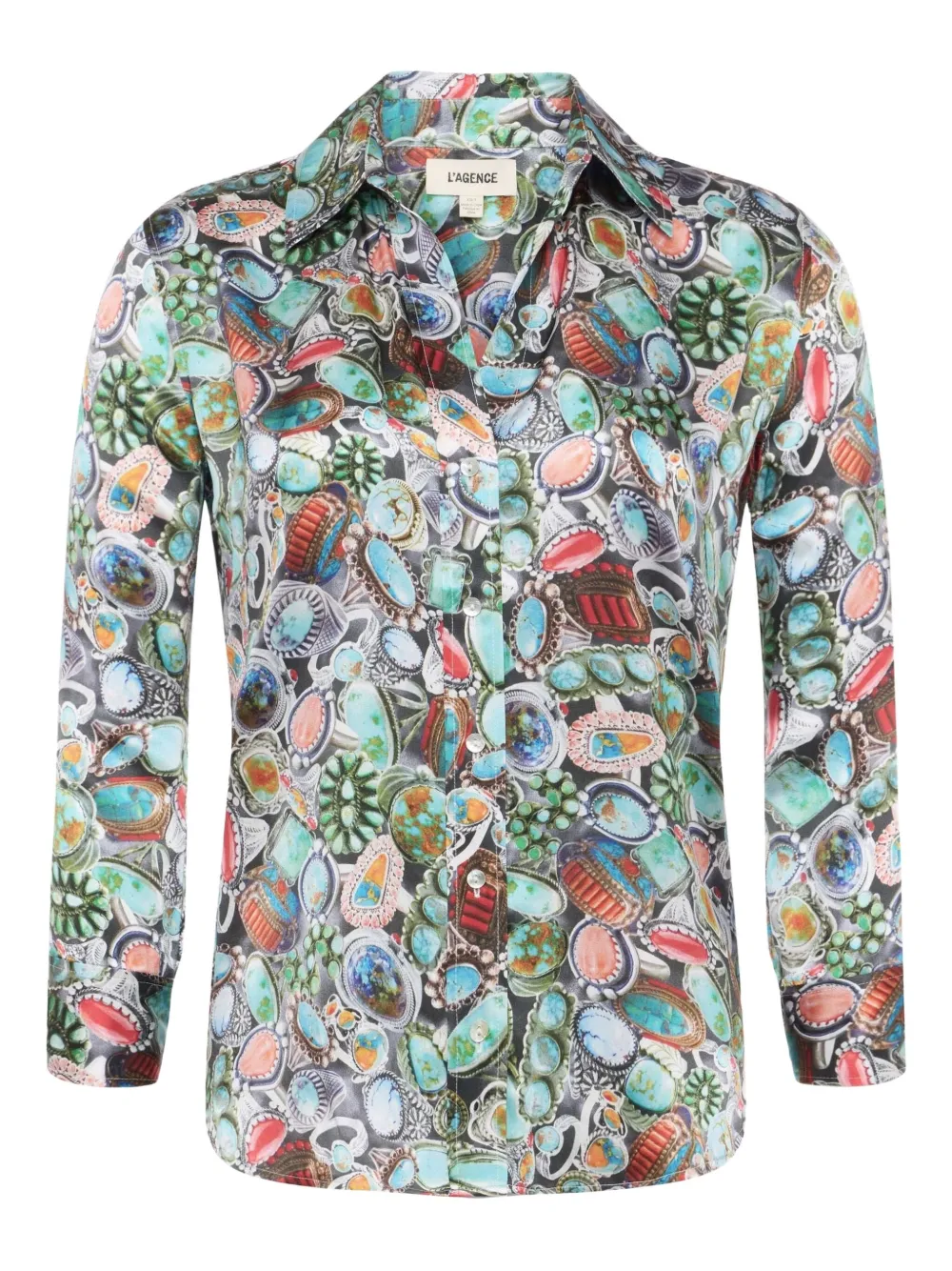 L'Agence jewel-print three-quarter sleeve shirt | Blue | Image 1