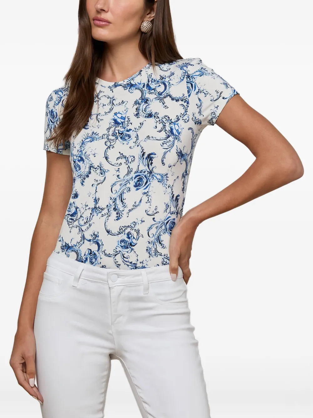 L'Agence floral-print short-sleeve top | White | Image 1