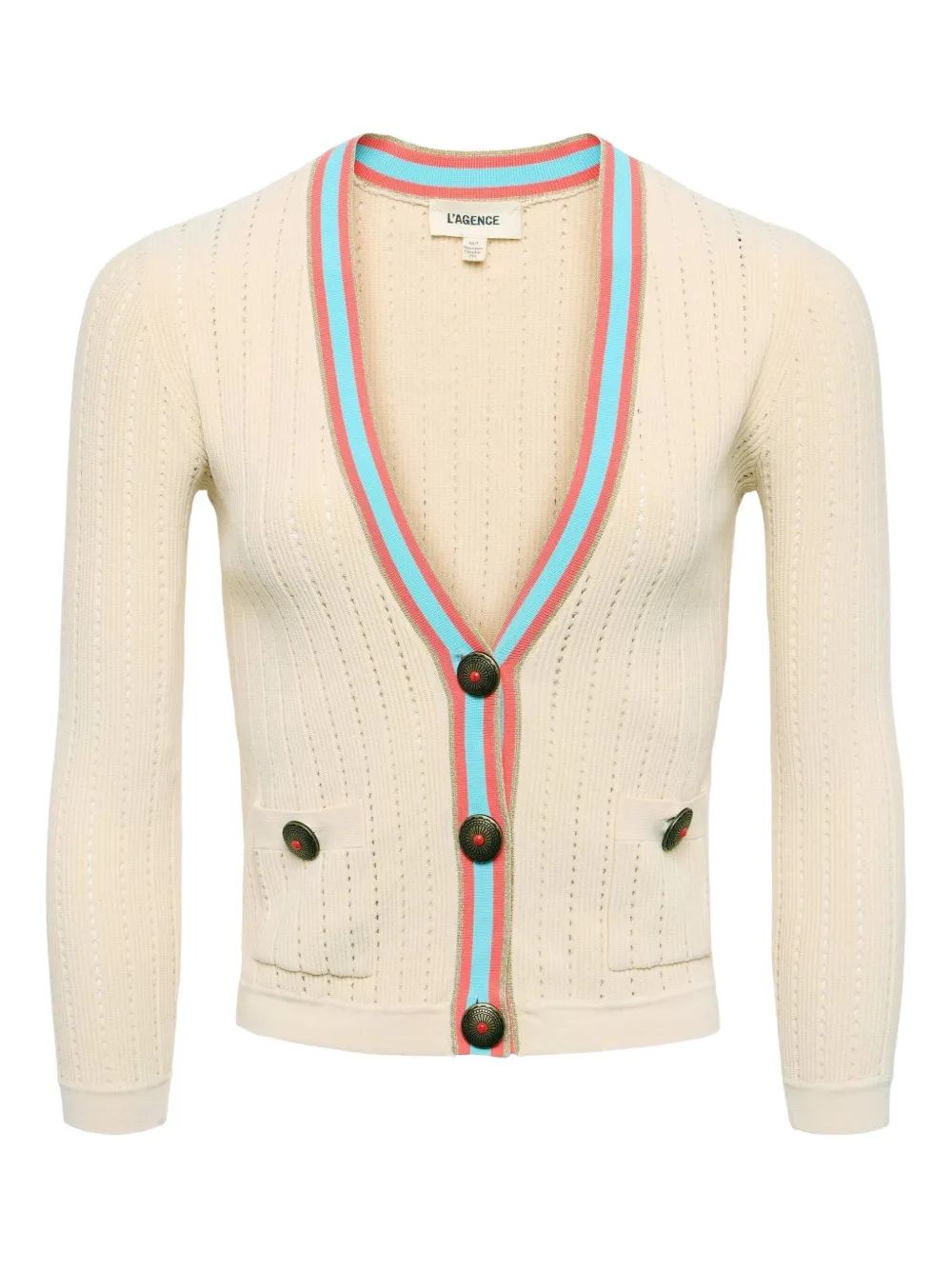 L'Agence V-neck ribbed cardigan | Neutrals | Image 1