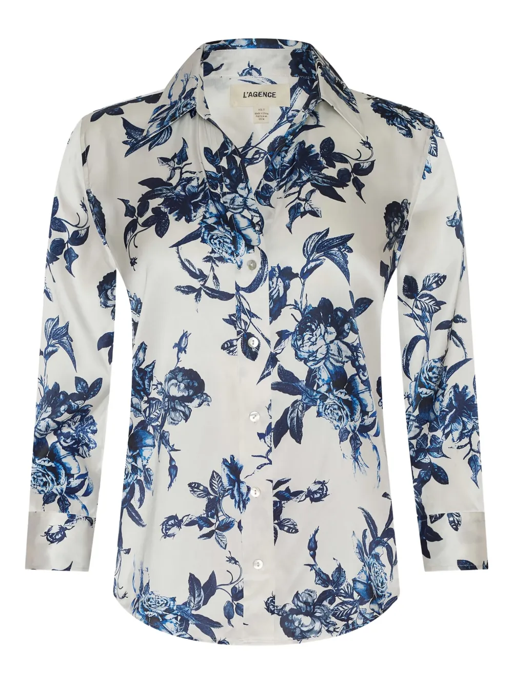 L'Agence floral three-quarter sleeve shirt | White | Image 1