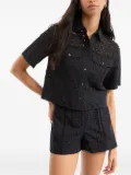 Veronica Beard eyelet-embroidered short-sleeve shirt - Black