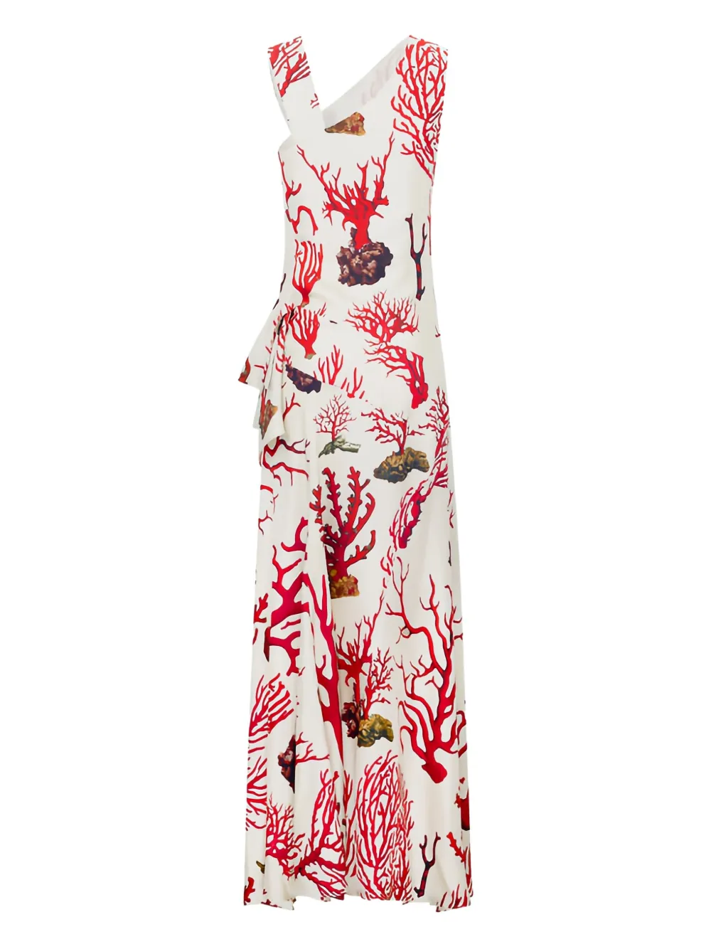 Libertine coral-print ruffled dress | Neutrals | Image 1