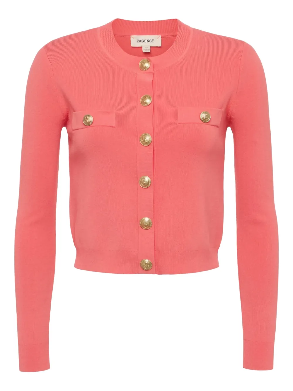 L Agence Button-embellished Crew-neck Cardigan In Pink