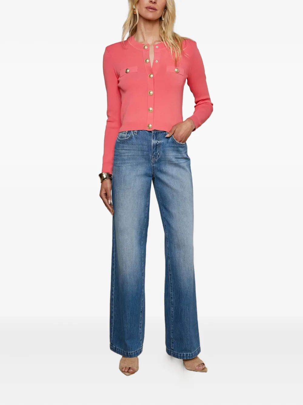 L'Agence button-embellished crew-neck cardigan | Cardigans | Image 2