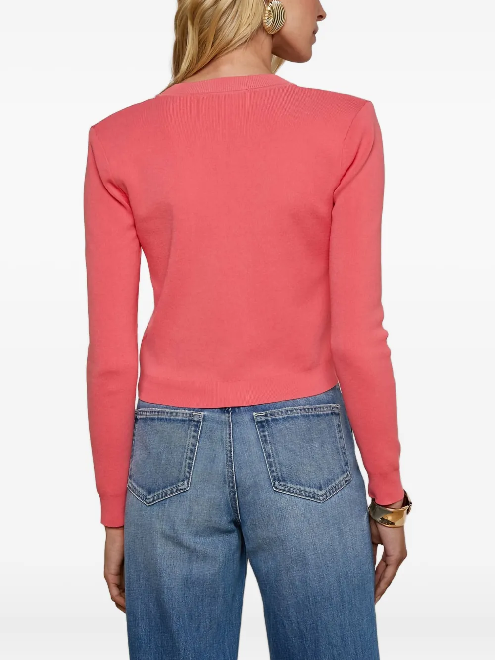 L Agence Button-embellished Crew-neck Cardigan In Pink