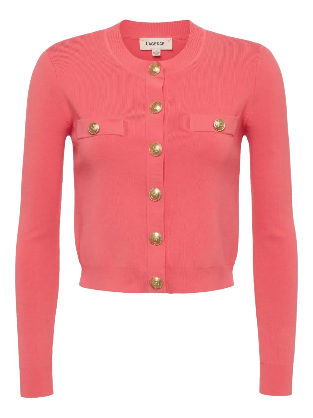 L'Agence button-embellished crew-neck cardigan | Pink | Image 1