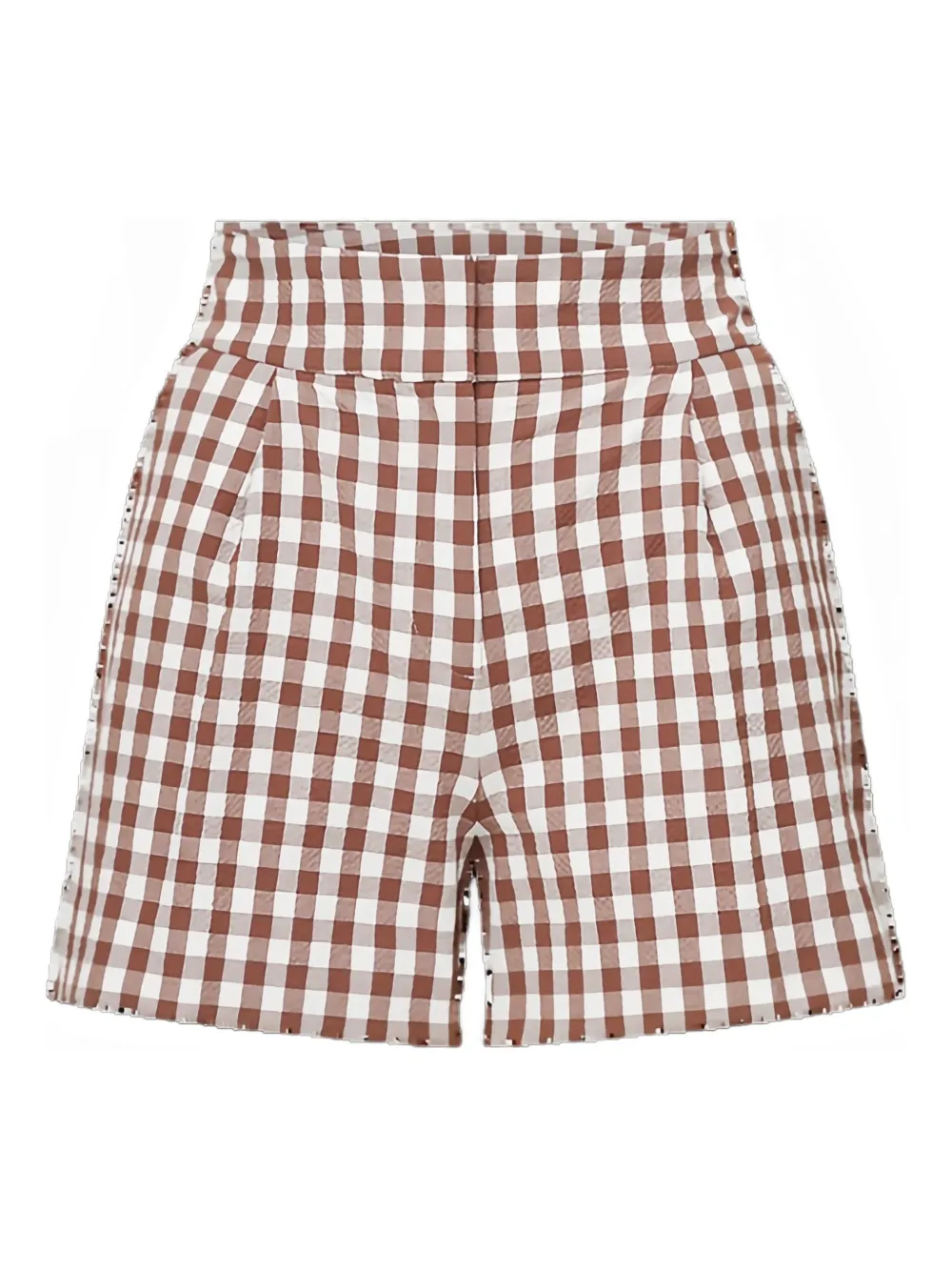 Veronica Beard Haina gingham-pattern pleated shorts | Brown | Image 1