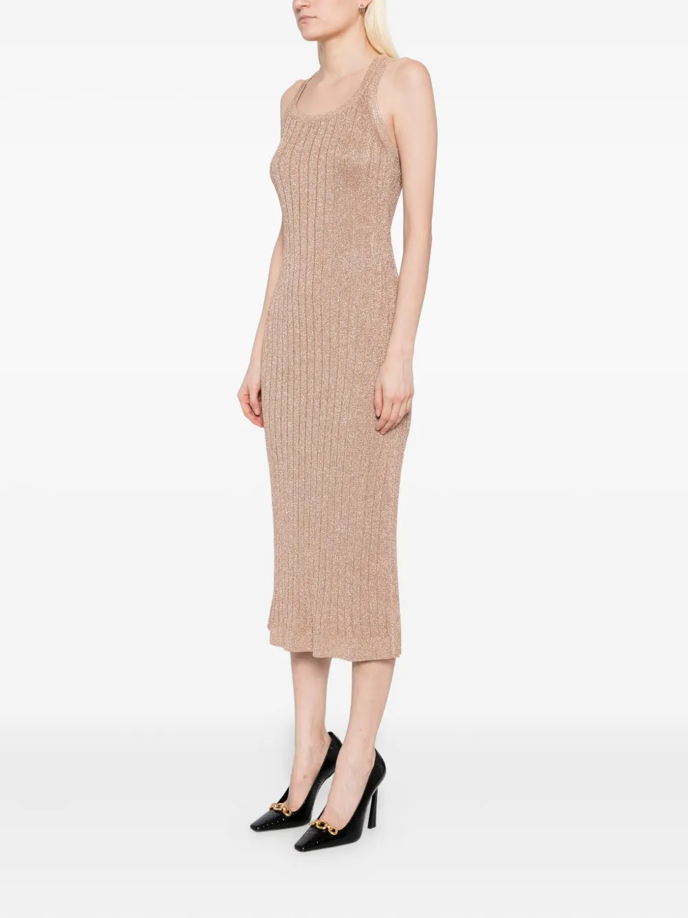 TOM FORD Midi-jurk met metallic-effect Beige