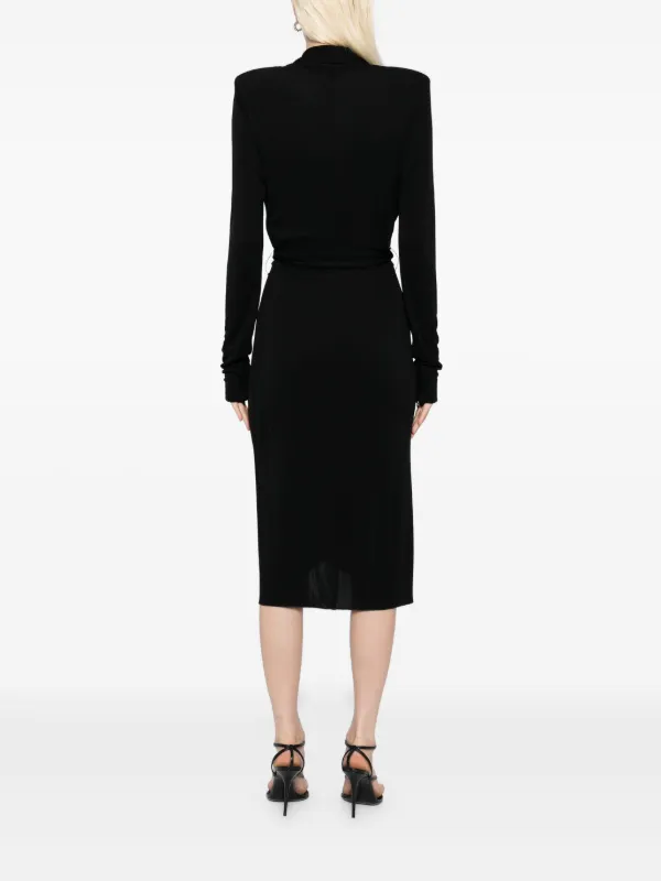 chinese dress ladies Elegant Black Pencil Dress with Long Sleeves