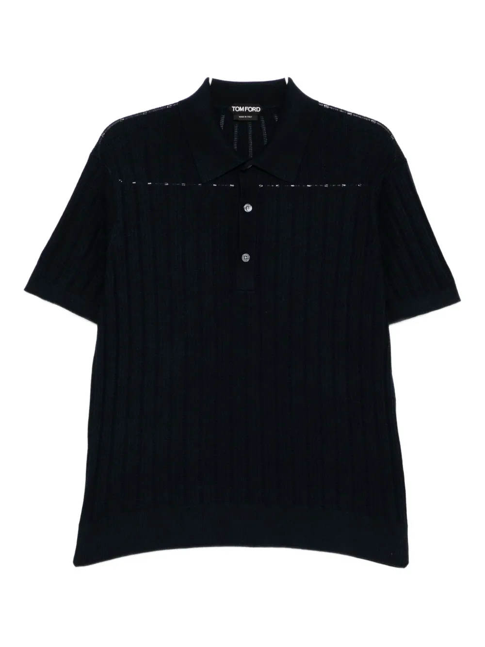 TOM FORD Ribgebreid poloshirt Blauw