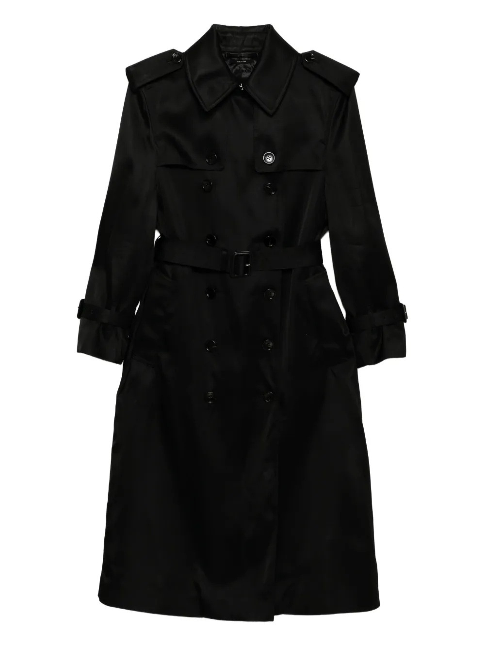 Tom Ford Leather Undercollar Trench Coat In Black