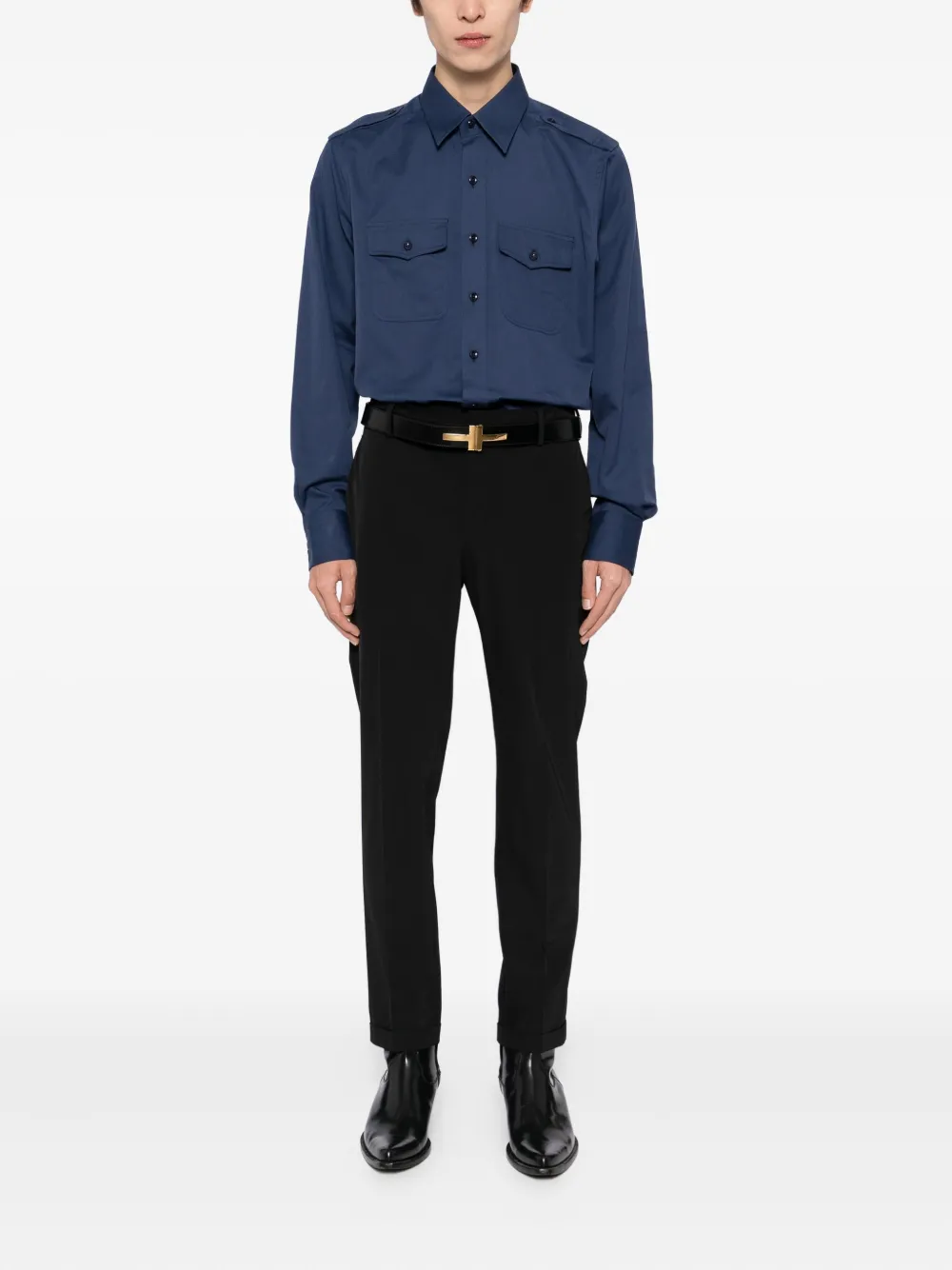 TOM FORD Legershirt Blauw
