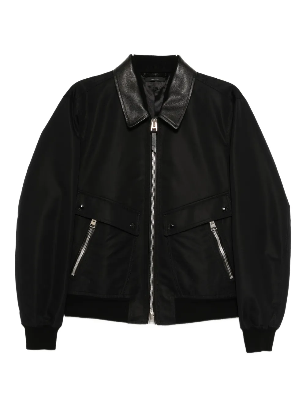 TOM FORD leather collar bomber - Nero