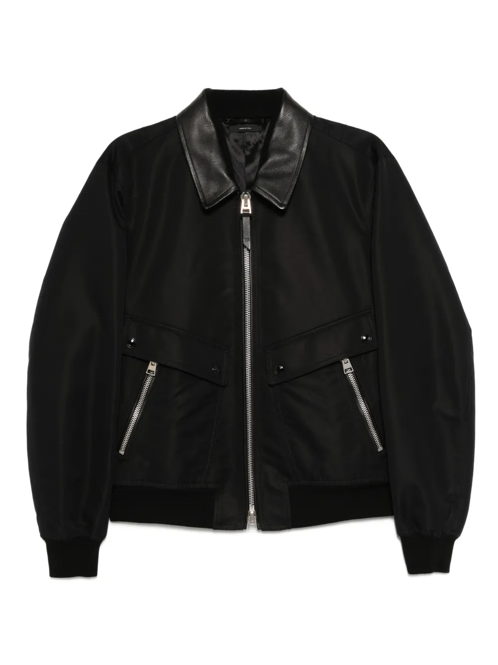 TOM FORD Bomberjack met leren kraag Zwart