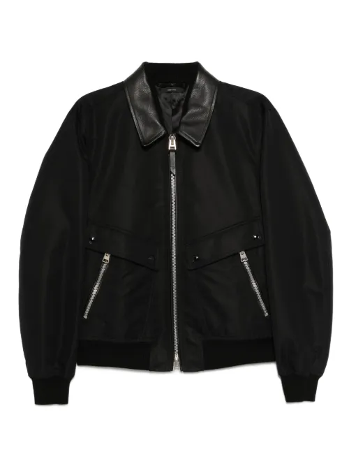 Veste bomber à col en cuir - TOM FORD - Modalova