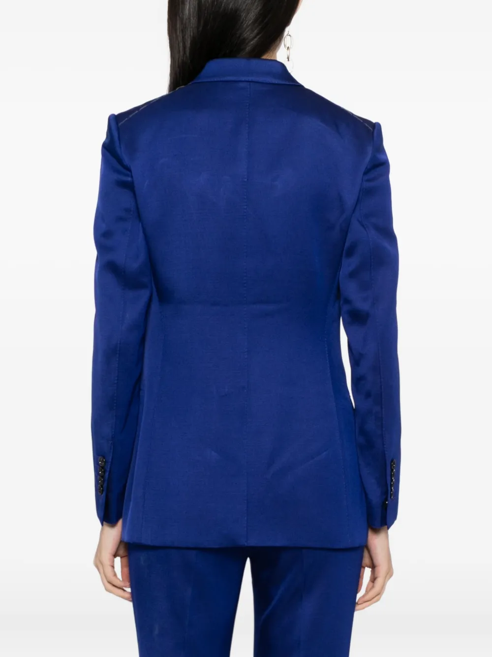 Tom Ford Twill Double-breasted Blazer In Blue