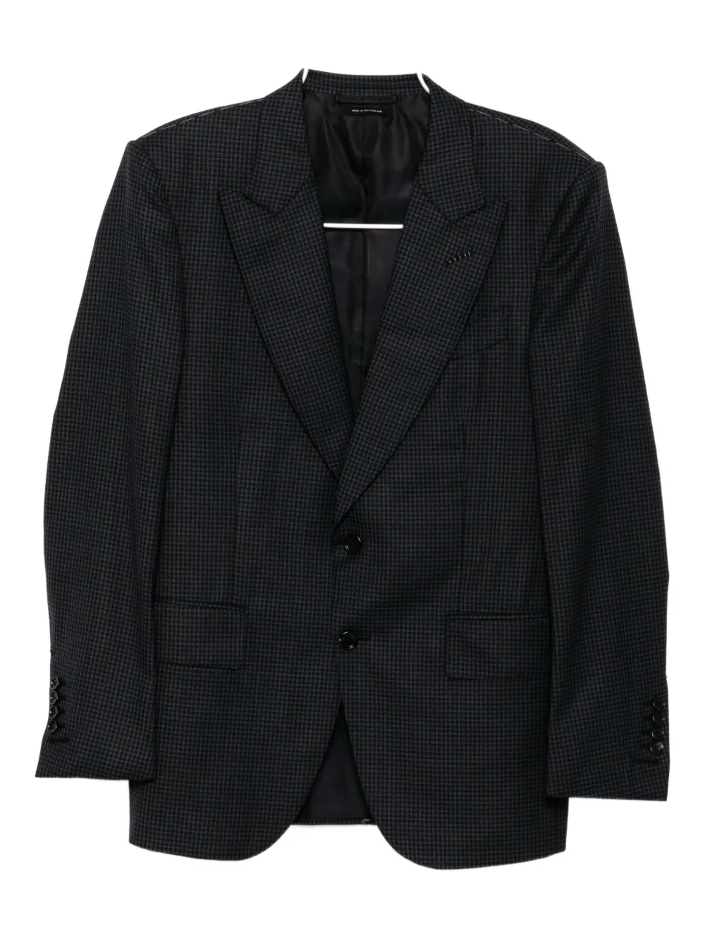 Tom Ford Single Breasted Checked-print Blazer In Black