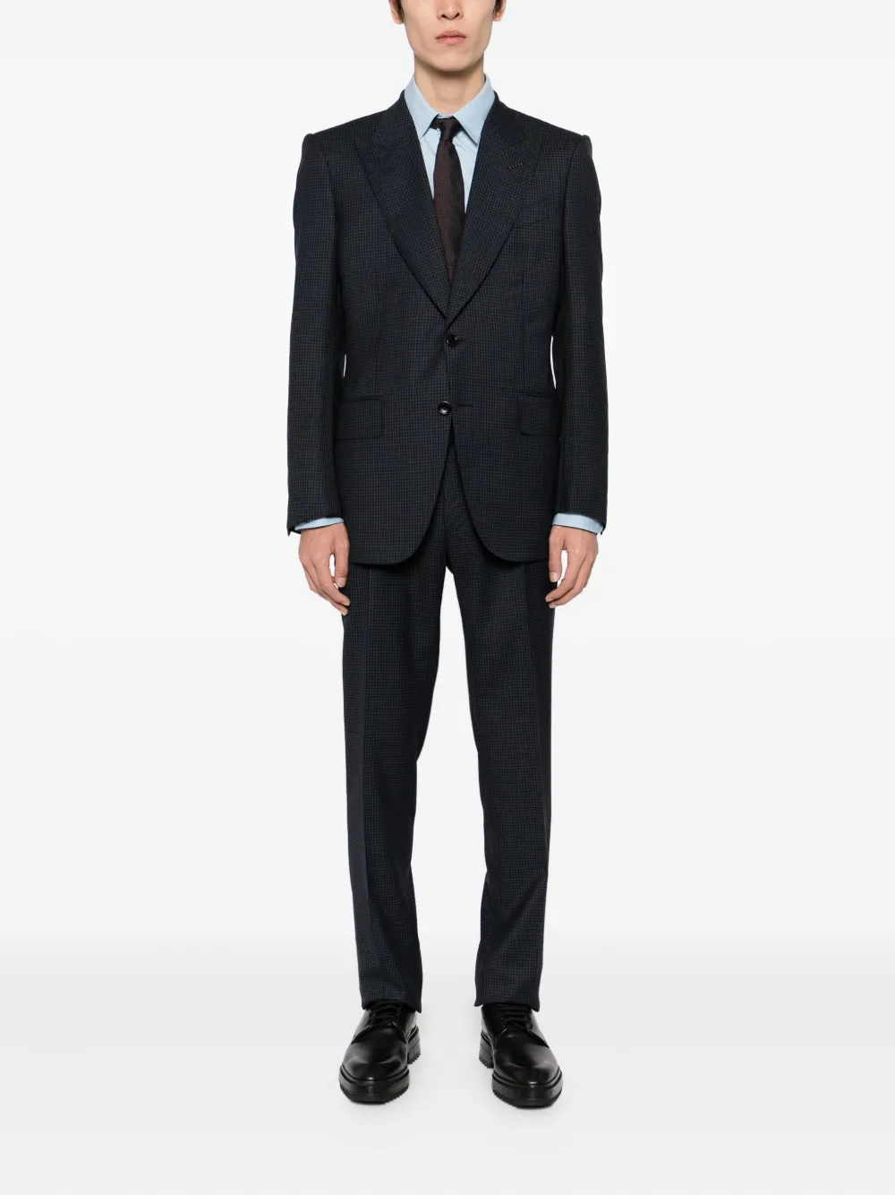 TOM FORD Geruite blazer met enkele rij knopen Blauw