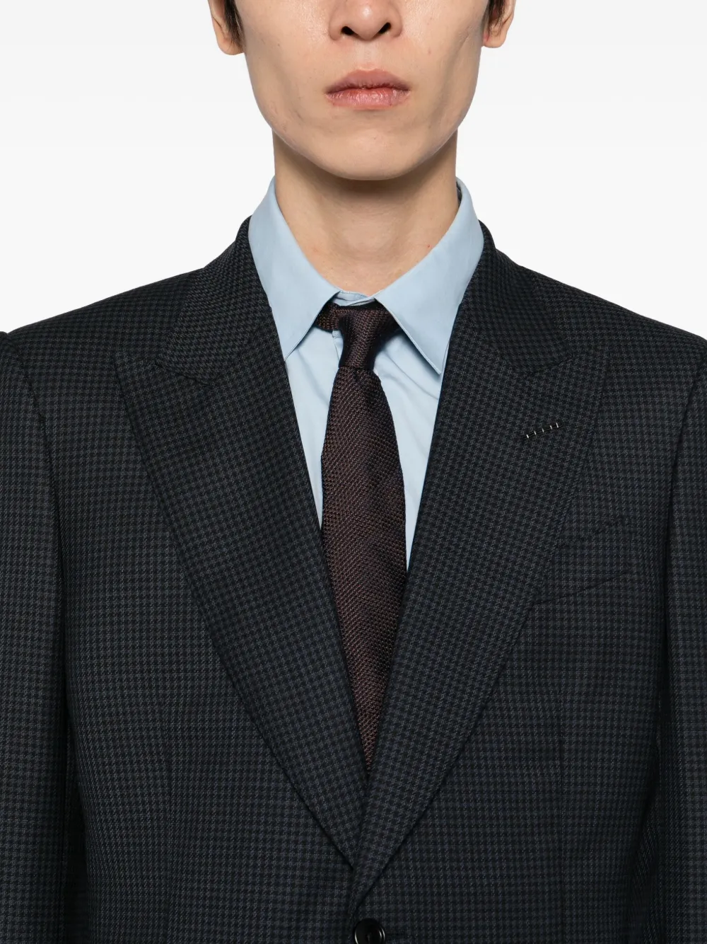 TOM FORD Geruite blazer met enkele rij knopen Blauw