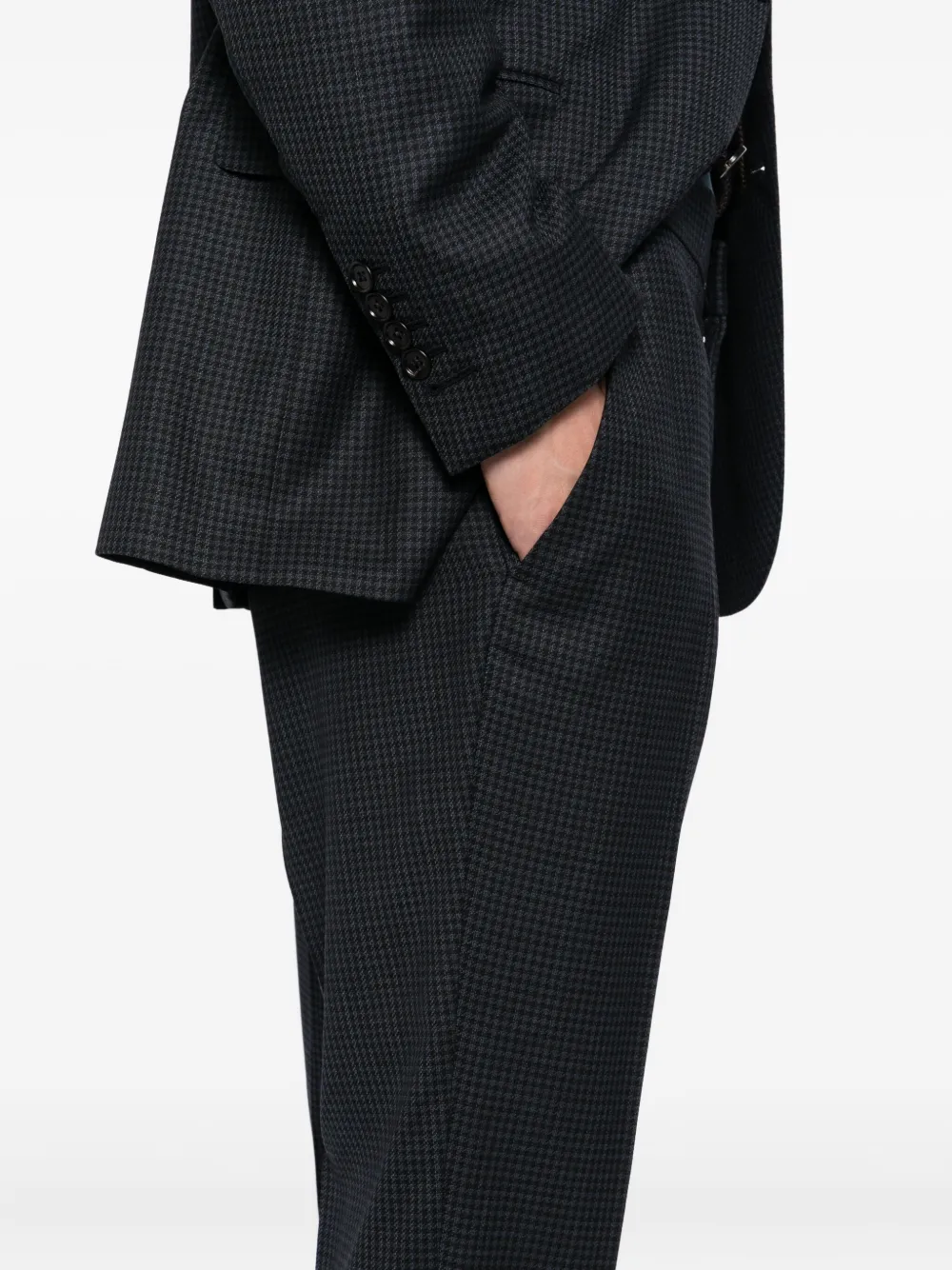 TOM FORD Geruite blazer met enkele rij knopen Blauw